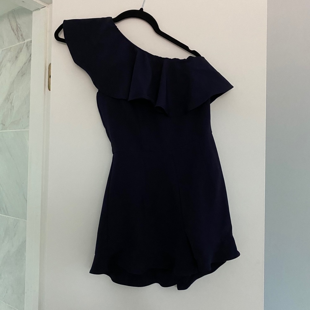 Navy One Shoulder Romper